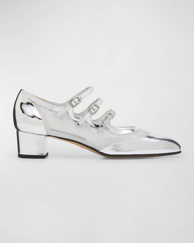 Kina Metallic Mary Jane Ballerina Pumps